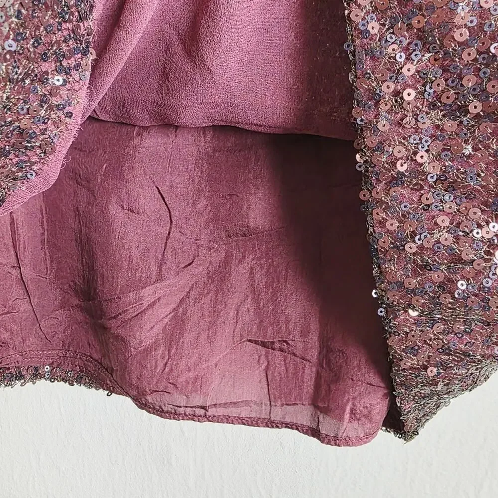 J. Crew Sequin Beaded Pencil Skirt Burgundy Wine Silk Lined NWT Size 4 Holiday